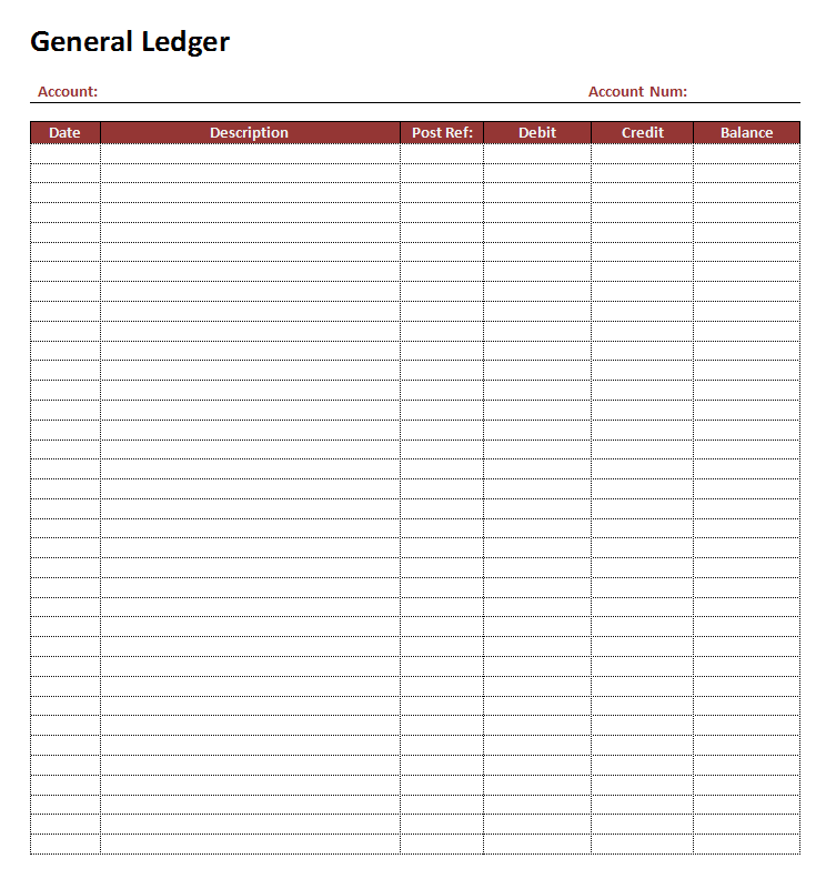 General Ledger MS Word Template | Office Templates Online