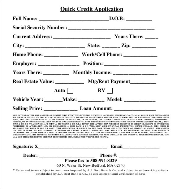 Fillable Online CREDIT APPLICATION   TD Auto Finance, LLC Fax 