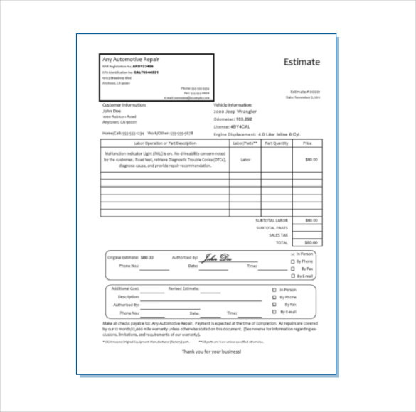 Free Printable Business Forms From Formville Projects To Try Car 