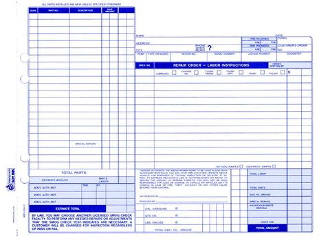 auto repair order form template