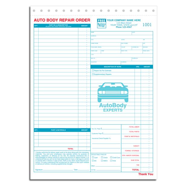 Automotive Repair Invoice   Work Order   Estimates | DesignsnPrint
