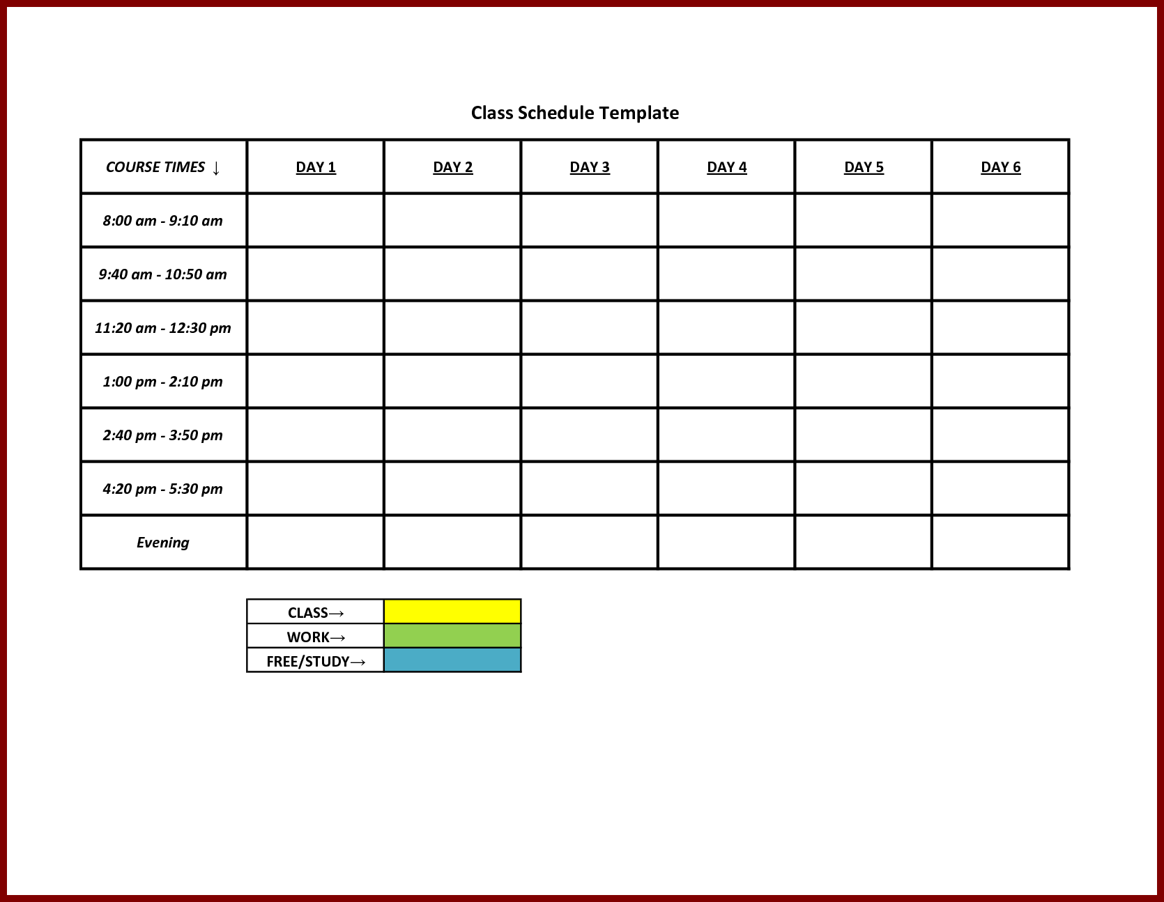 Printable Work Schedule Templates