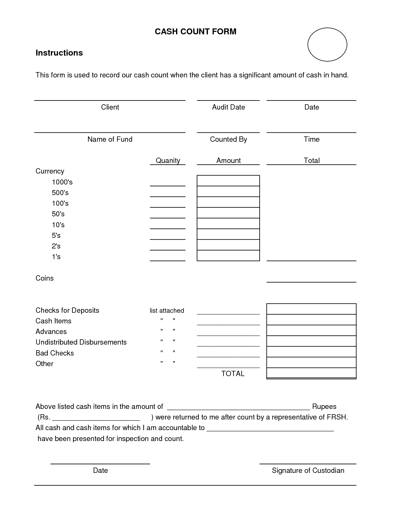 Cash Count Sheet Template   Fill Online, Printable, Fillable 