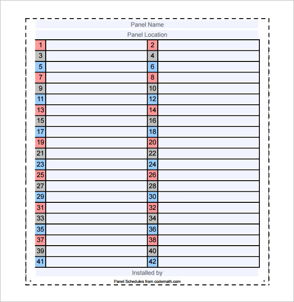 printable electrical panel schedule   Kleo.beachfix.co