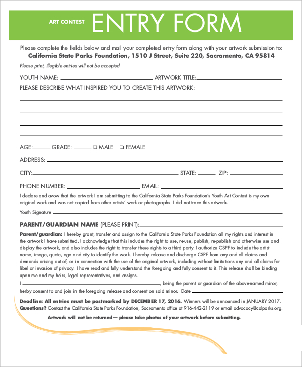 Contest Entry Form Template Charlotte Clergy Coalition