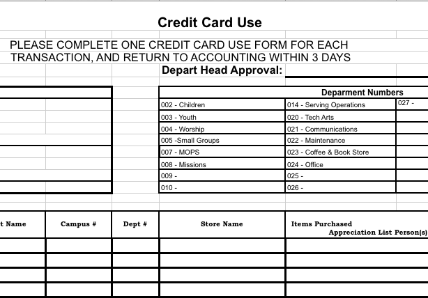 Credit Card Reconciliation Form — ChurchTechArts