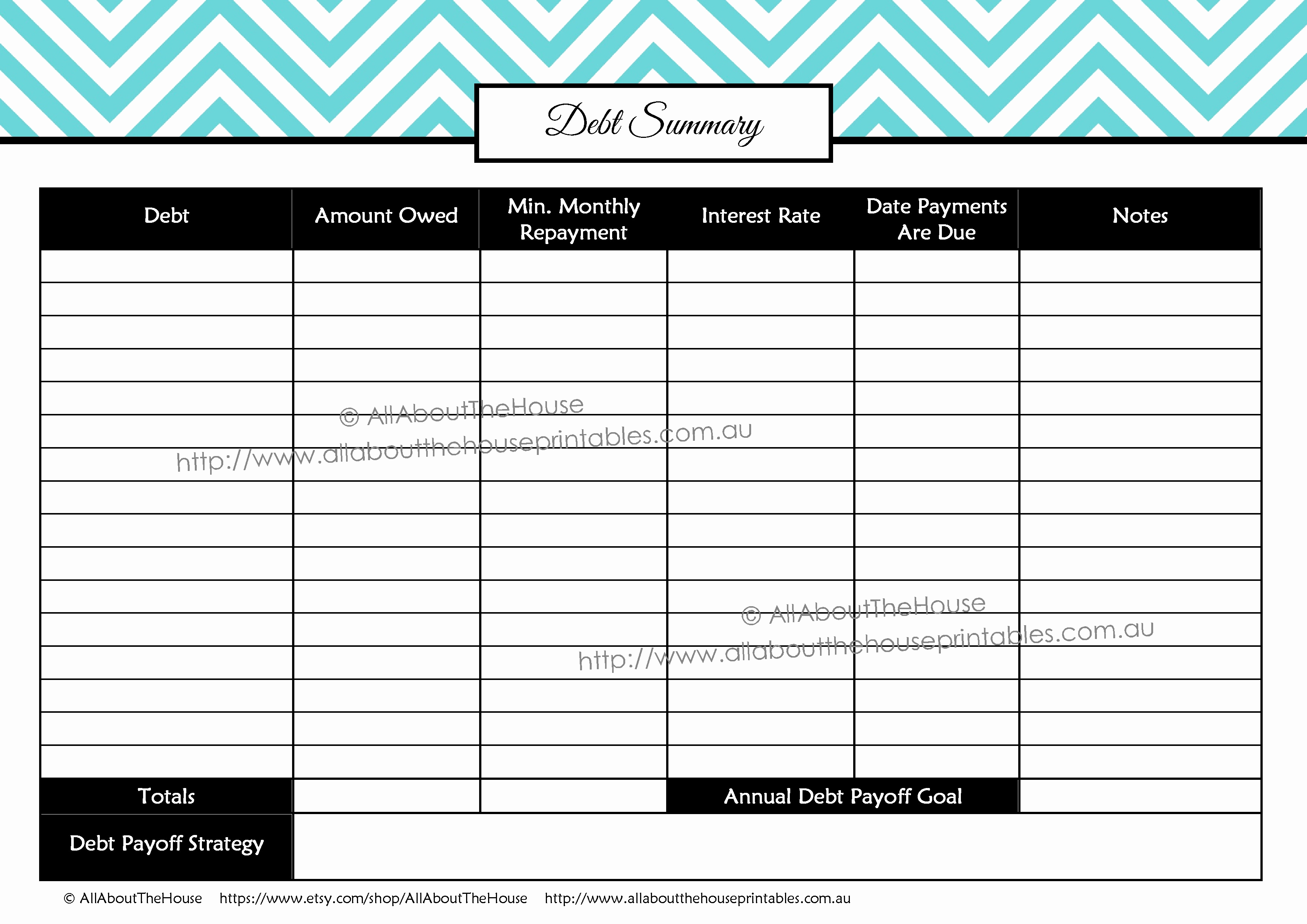 Debt Payment Plan Printable by aRodgersDesigns on Etsy Debt Free 