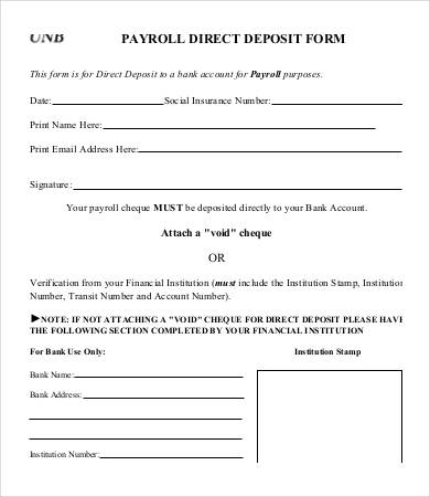 Direct Deposit Form Template   9+ Free PDF Documents Download 