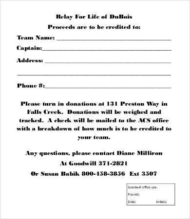 Downloadable Charity Auction Donation Form Template