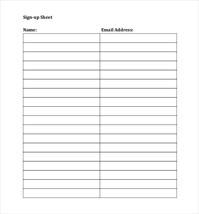 Sign Up Sheets   58+ Free Word, Excel, PDF Documents Download 