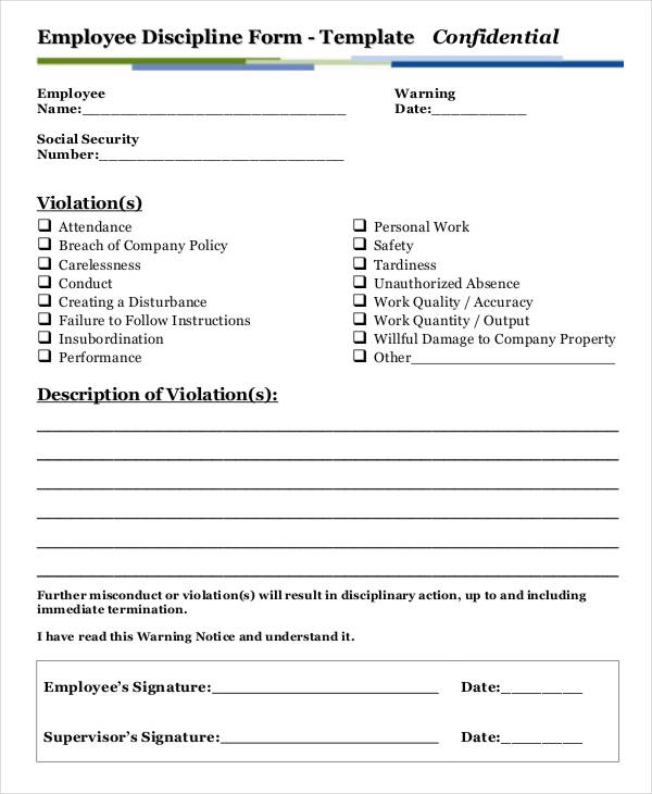 disciplinary write up form template employee write up form 6 free 