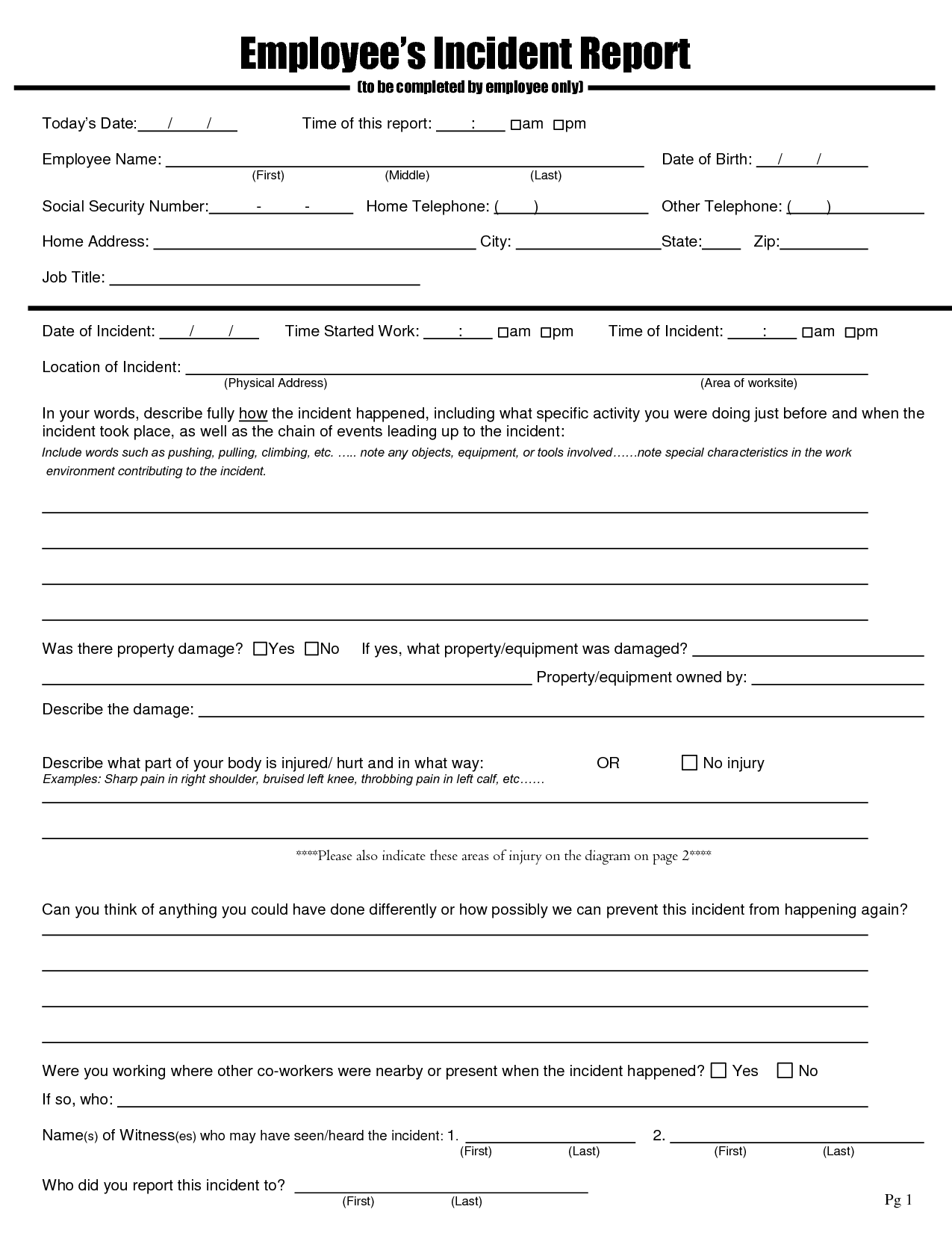 sample employee incident report form   Boat.jeremyeaton.co