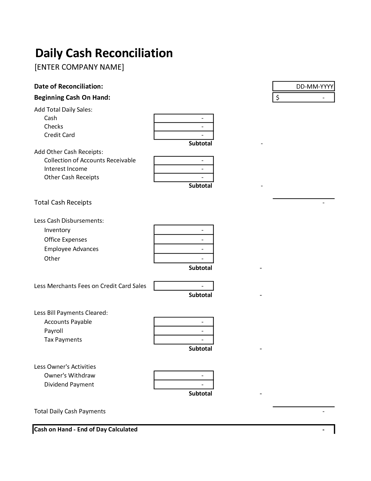 end of day cash register report template   Google Search | 2016 