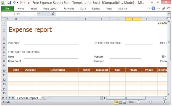 Expense report Excel