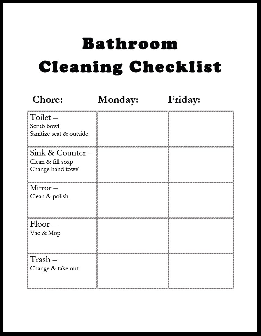 Free Printable Bathroom Cleaning Checklist charlotte clergy coalition