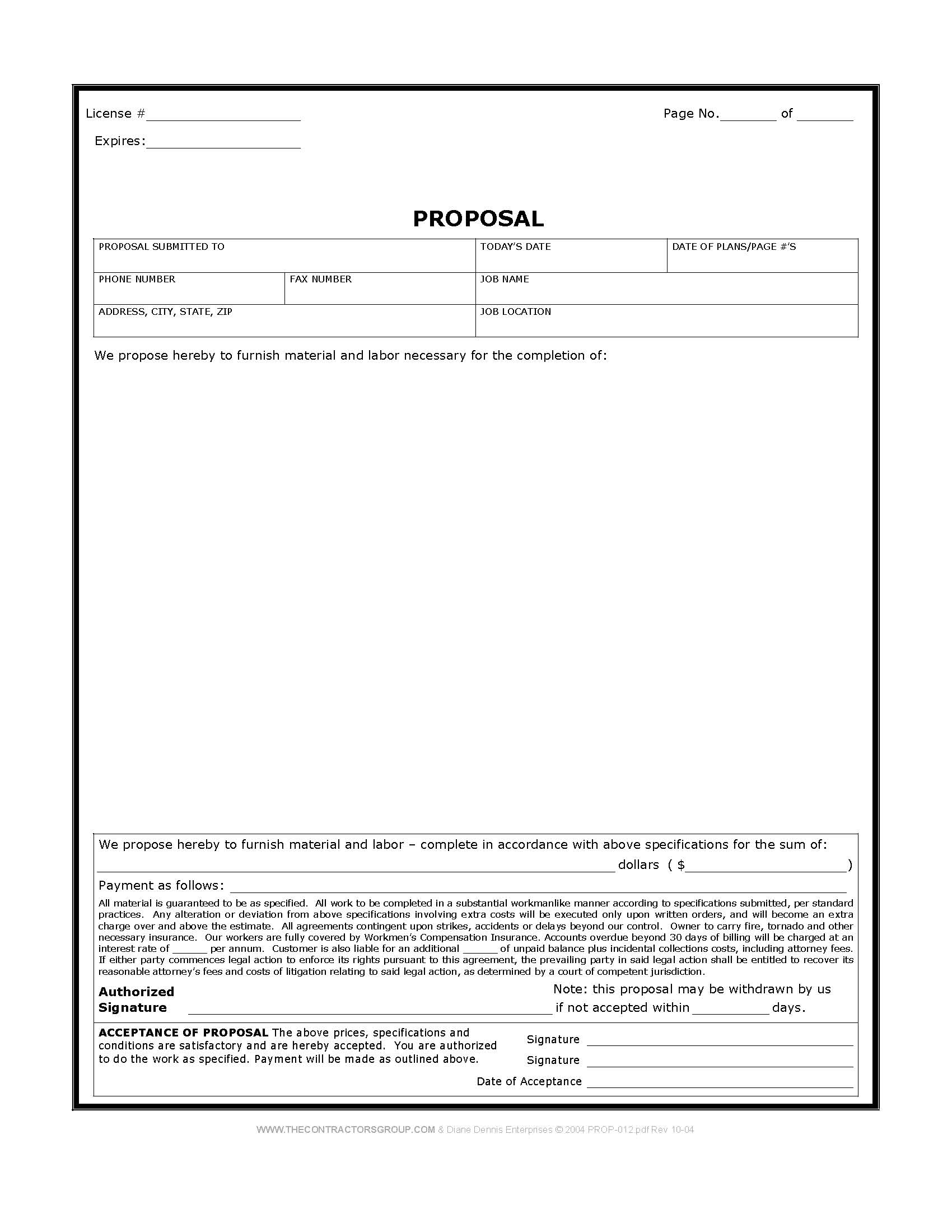 Free Printable Bid Proposal Forms charlotte clergy coalition