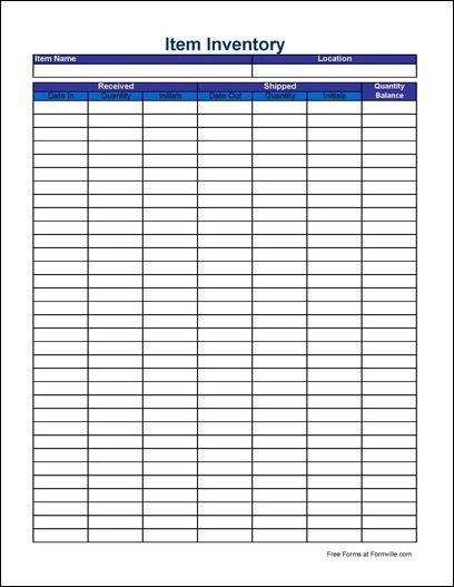 Free Printable Inventory Sheets | Here is a preview of the 