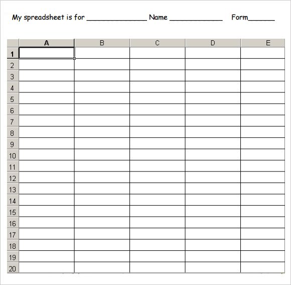 Free Printable Blank Spreadsheet Templates | Blank Templates 