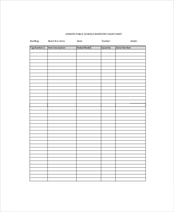 Inventory Count Sheet Template | Double Entry Bookkeeping
