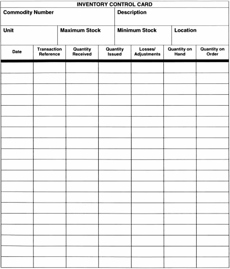 inventory control form template