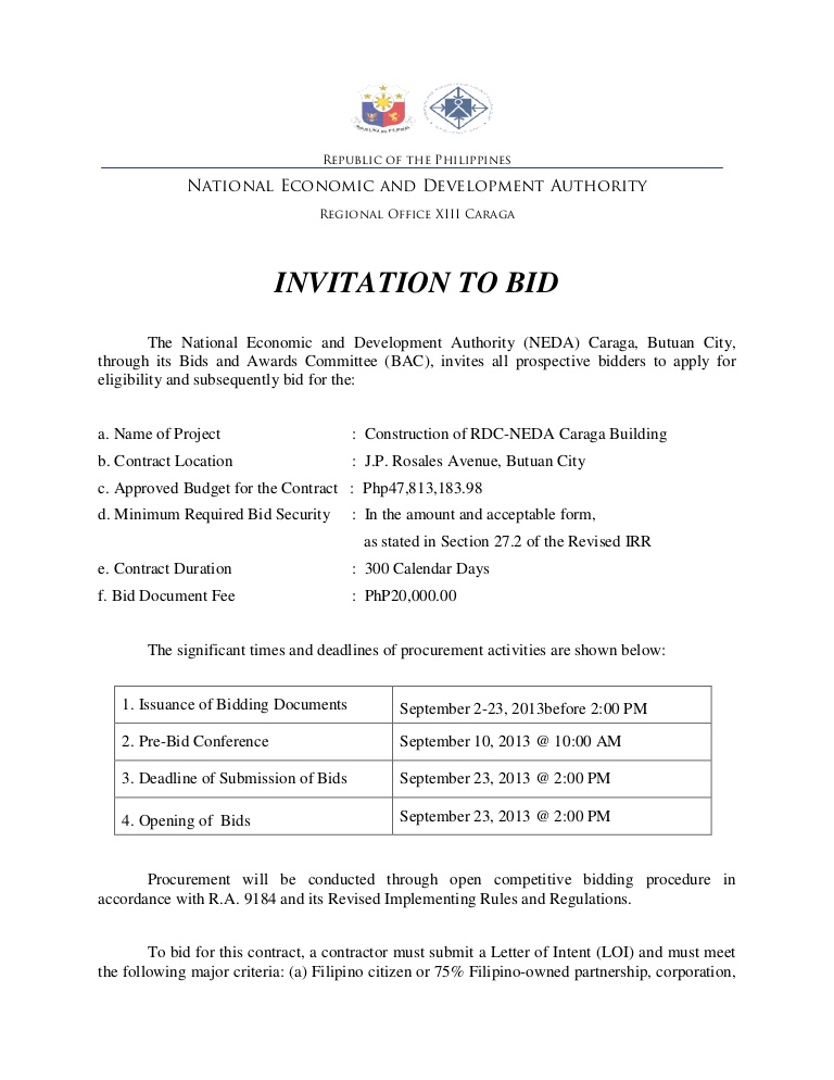Invitation to Bid Letter Template (with Sample)