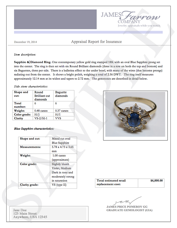Jewelry Appraisal Template