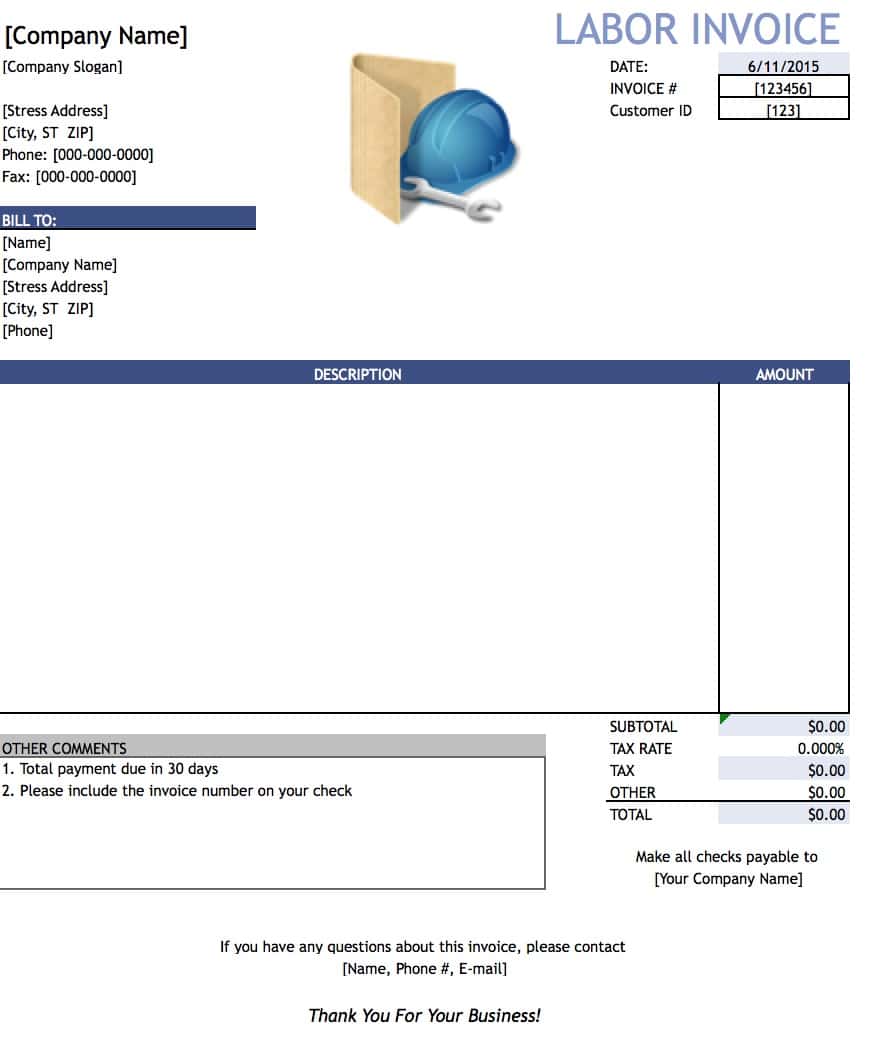 Free General Labor Invoice Template | Excel | PDF | Word (.doc)