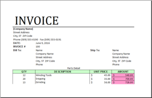 Parts and Labor Invoice Template .xls | EXCEL INVOICE TEMPLATES