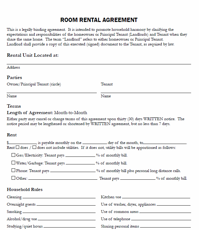 Lease Agreement For Renting A Room In My House Charlotte Clergy Coalition