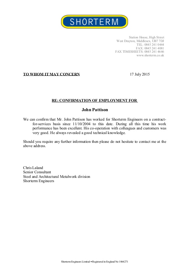 Employment Confirmation Letter Template