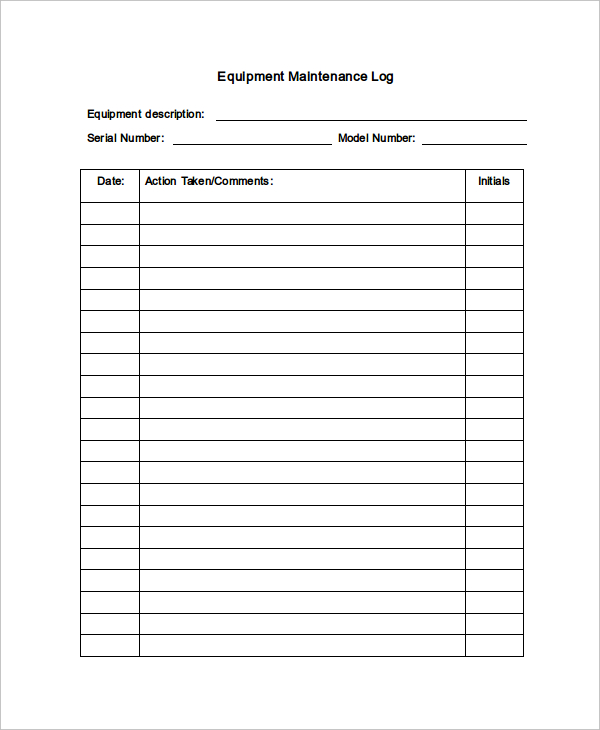 Maintenance Log Template   11+ Free Word, Excel, PDF Documents 