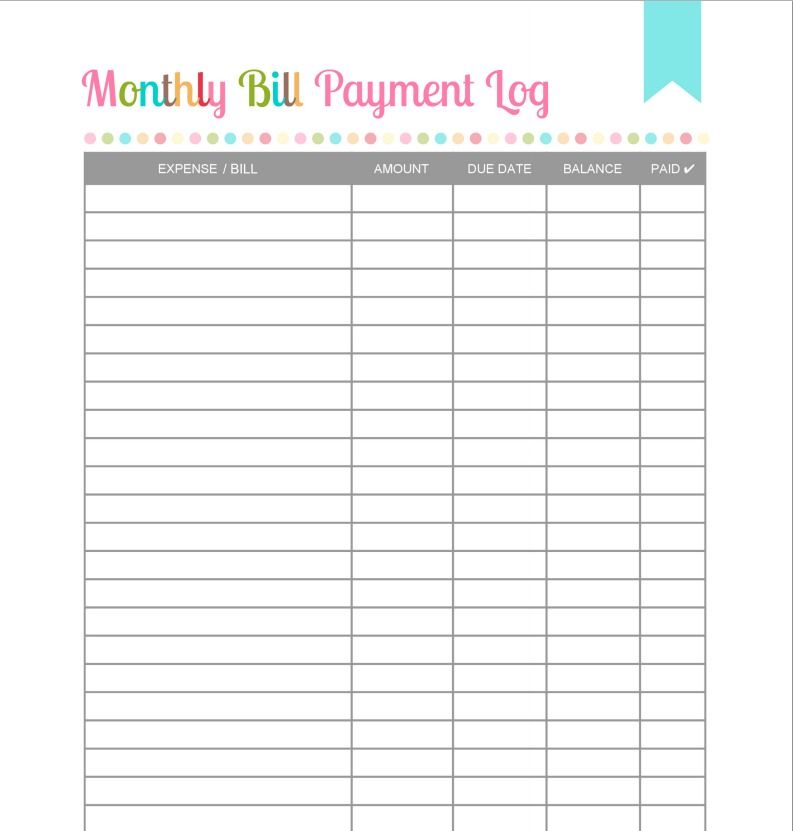 Monthly Bills Template Charlotte Clergy Coalition