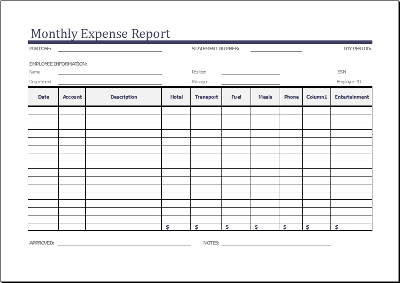 Free Printable Expense Report 15 Expense Report Templates Template