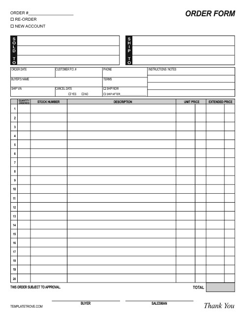 order sheets template   Kleo.beachfix.co