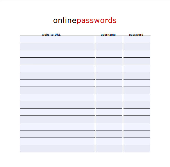 My Passwords   Your Personal Password Tracker Log — The 
