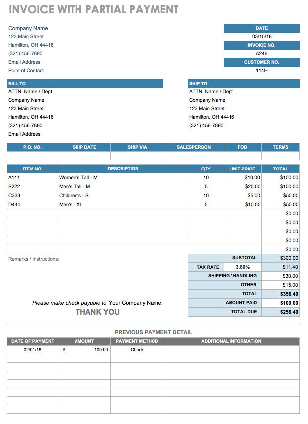 Payment Record Template