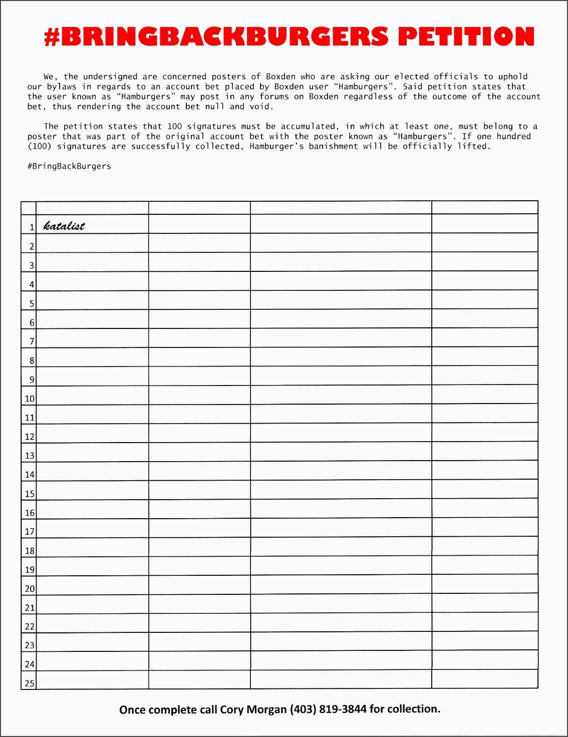 Free Printable Template For Petition Signatures