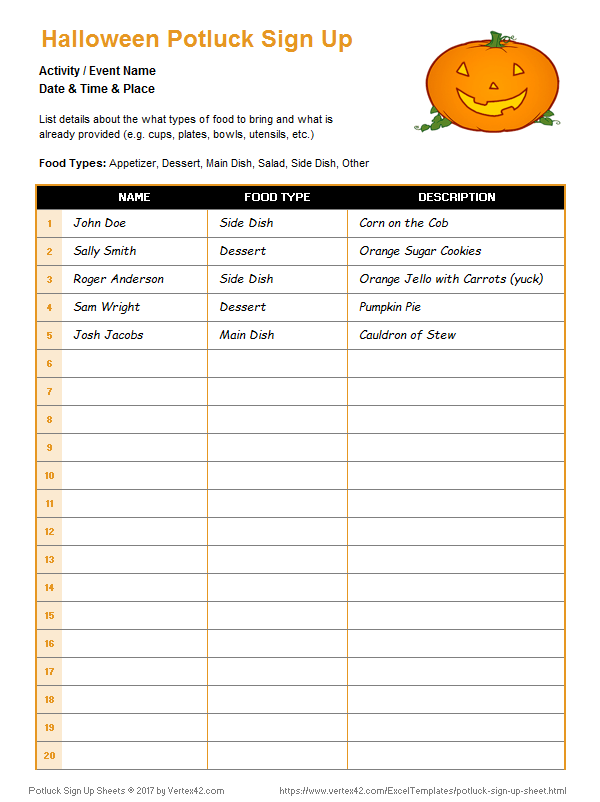 Potluck Signup Sheet   12+ Free PDF, Word Documents Download 