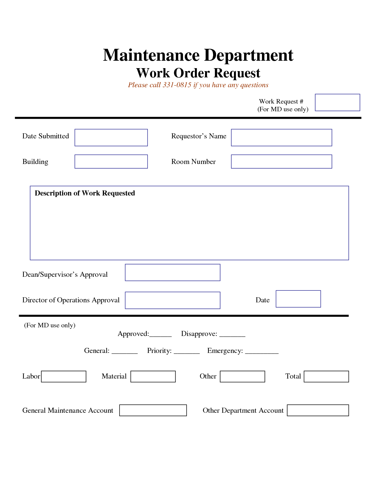 Work Completed Form Template