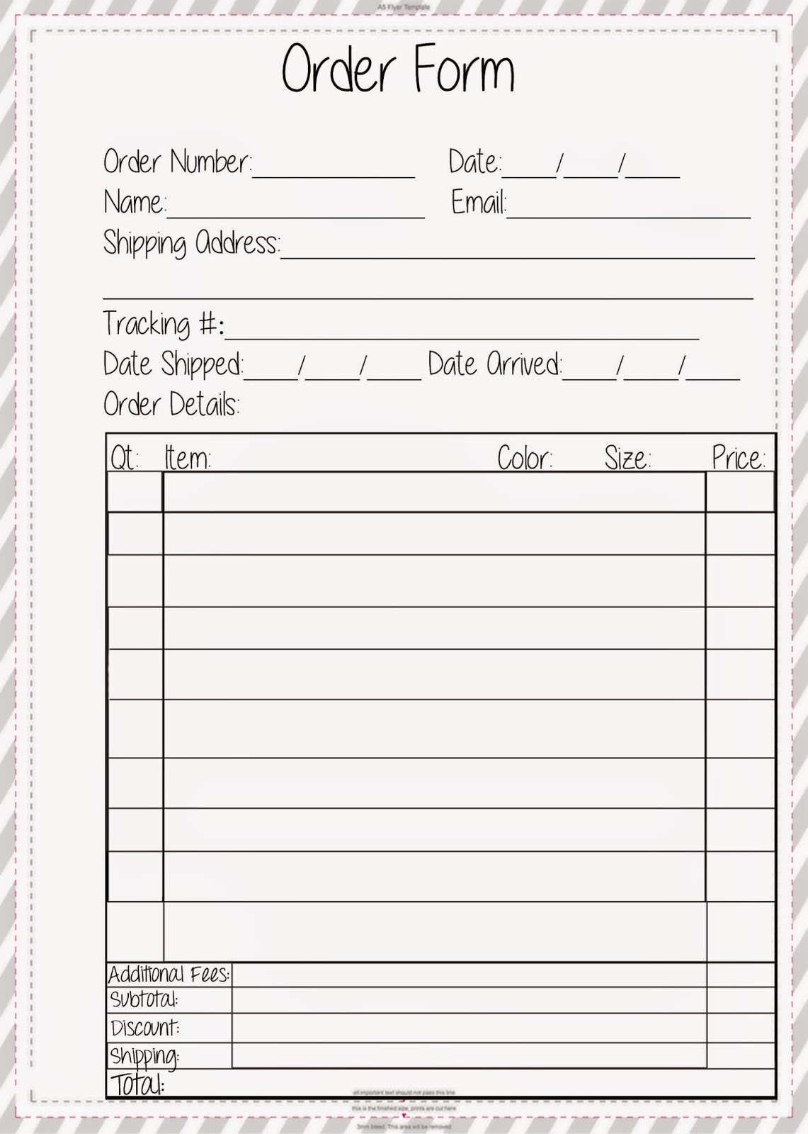 Printable Order Form Template Free Download Printable Forms Free Online
