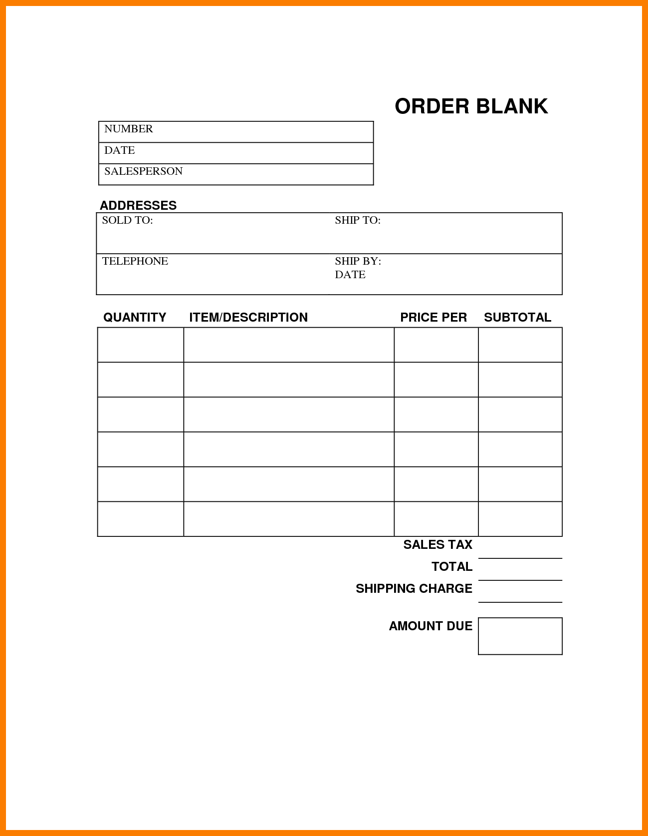 Printable Order Forms Free Printable Forms Free Online