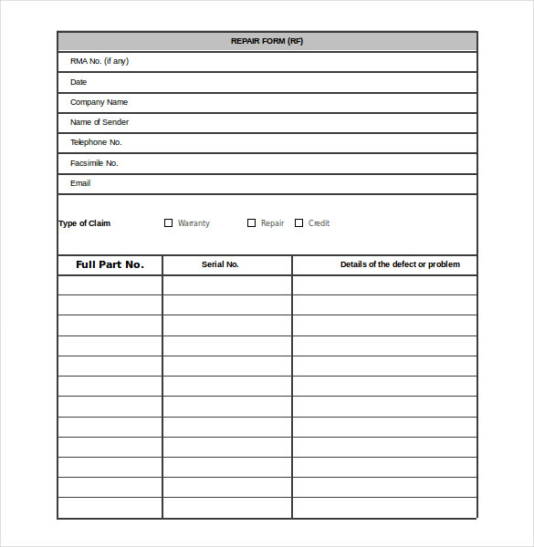 Repair Order Template – 13+ Free Excel, PDF Documents Download 