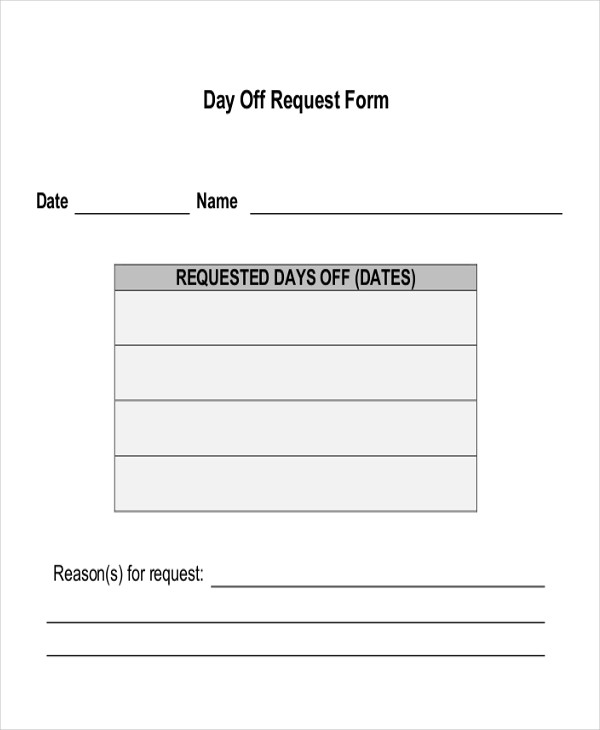 Time Off Request Form Word Zoroblaszczakco in Day Off Request Form 
