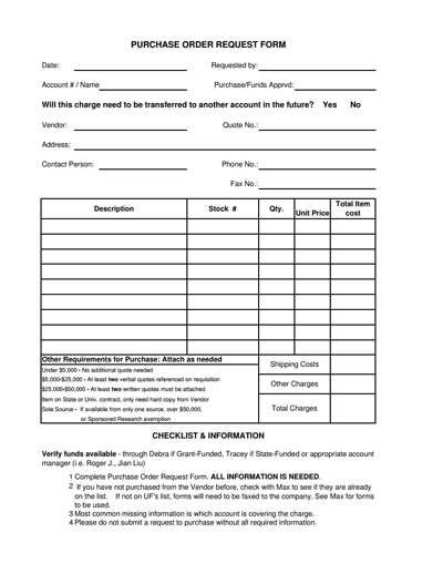 Purchase Order Request Form Template: Free Download, Edit, Fill 