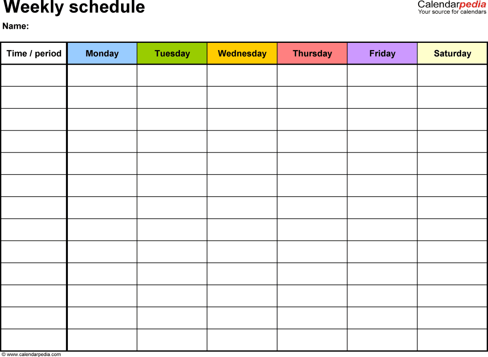 Free Weekly Schedule Templates for PDF   18 templates