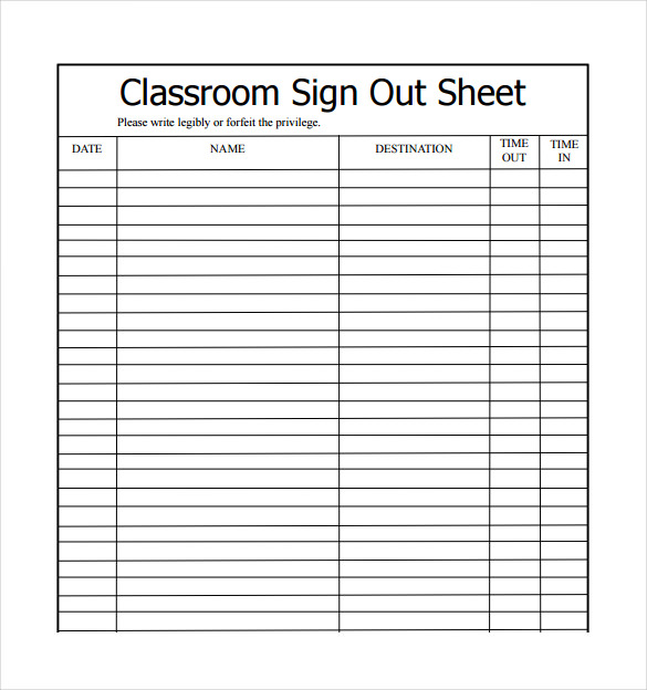 Sign Out Sheet Template Key Sign Out Form Template Sample Sign Out 