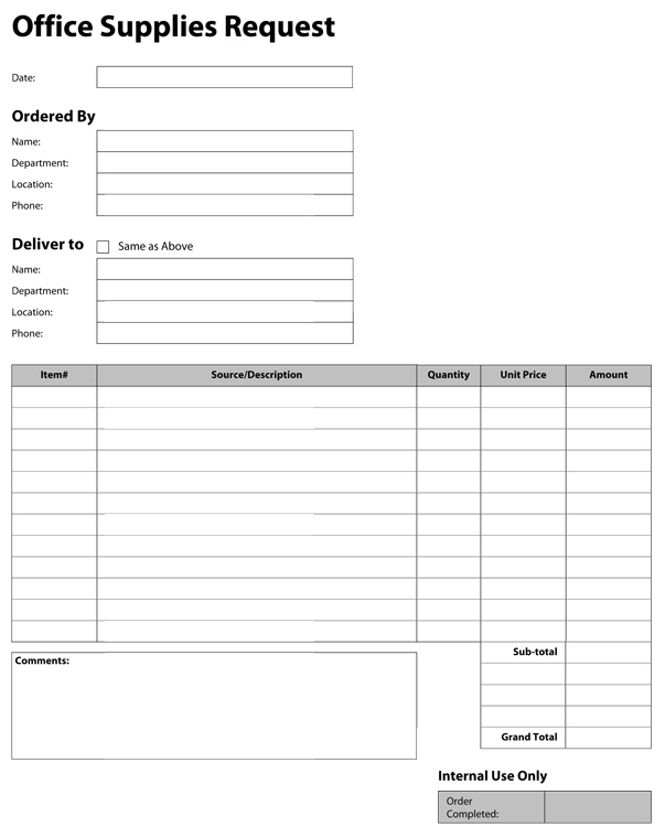 office supplies request form template free   Boat.jeremyeaton.co