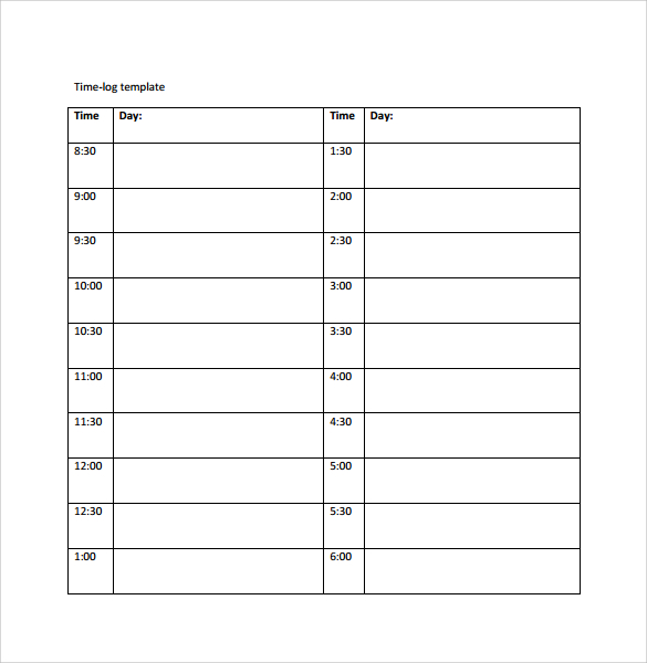 11+ Time Log Templates   PDF, Word, Excel | Free & Premium Templates