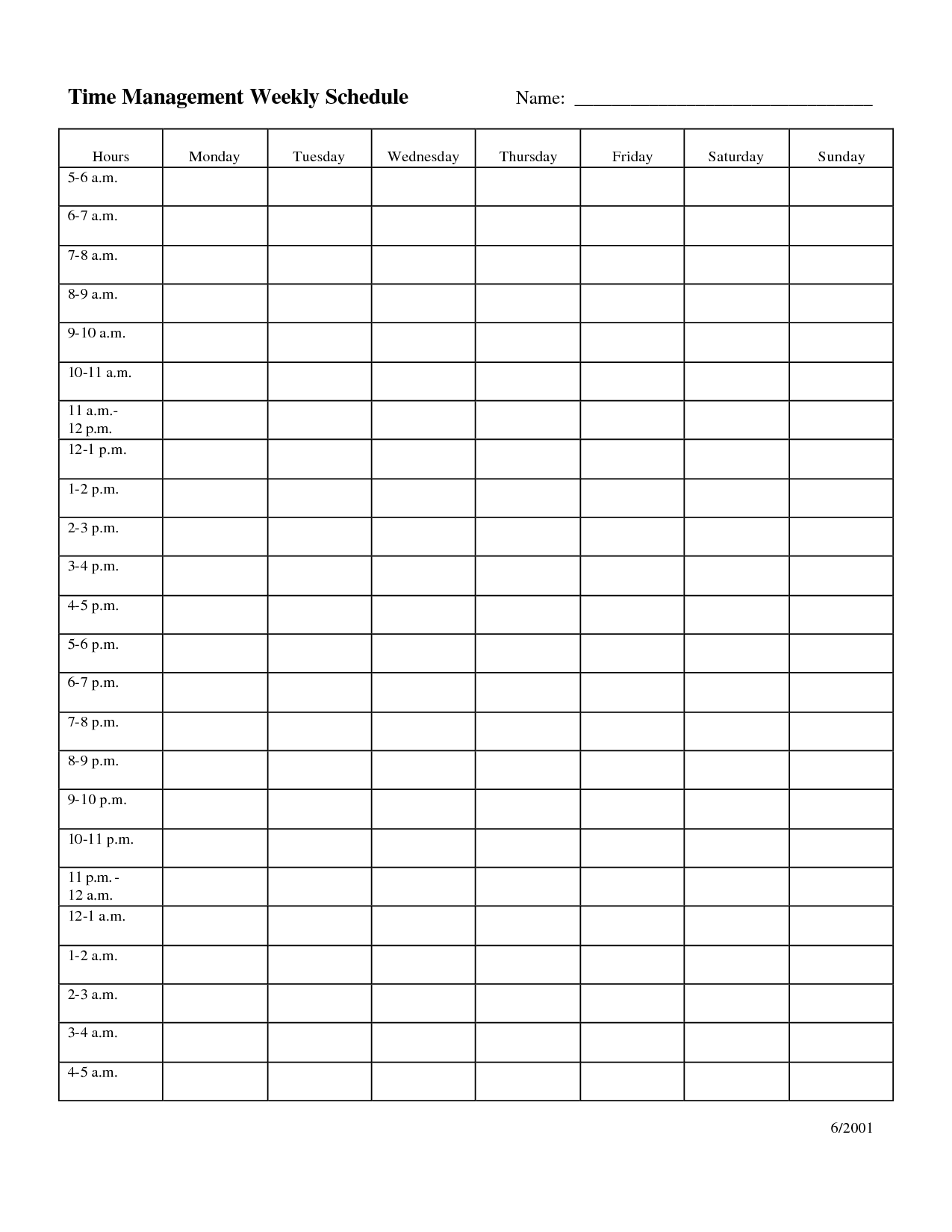 Time Management Weekly Schedule Template … | Bobbies …