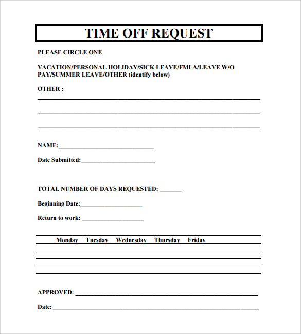 24 Time Off Request Forms to Download | Sample Templates